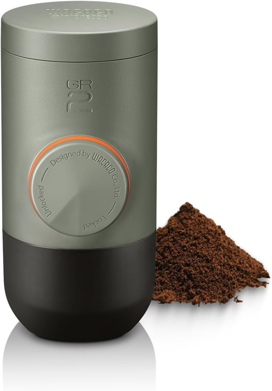 WACACO Minipresso GR2 Portable Coffee Maker For Ground Coffee, Gray Olive