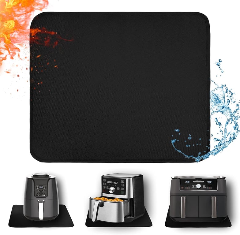 Heat Resistant Mats for Air Fryer on Countertop, 18 x 15in, Black