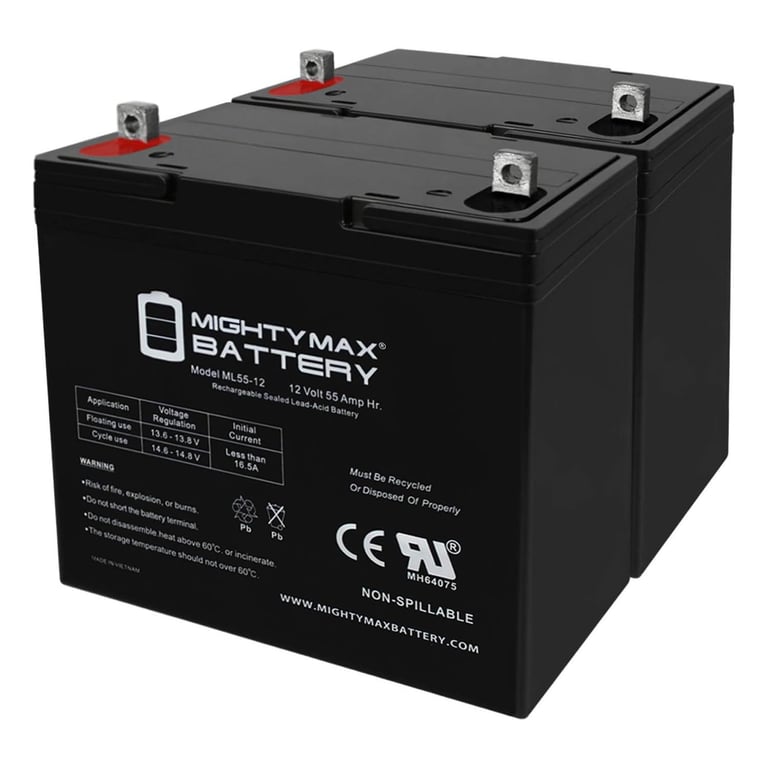 Mighty Max 12V 55Ah Battery 2-Pack