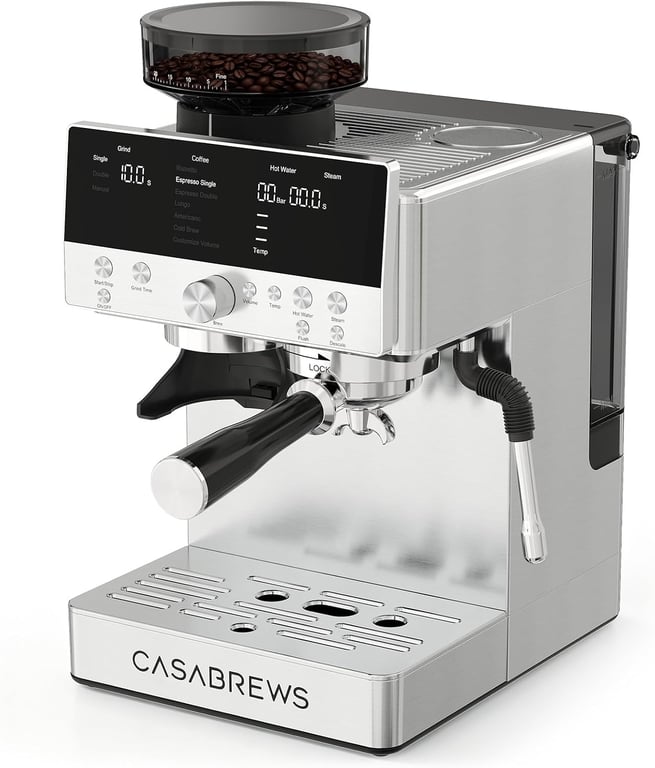 CASABREWS MARENZA Espresso Machine with Built-in Grinder and Steam Wand