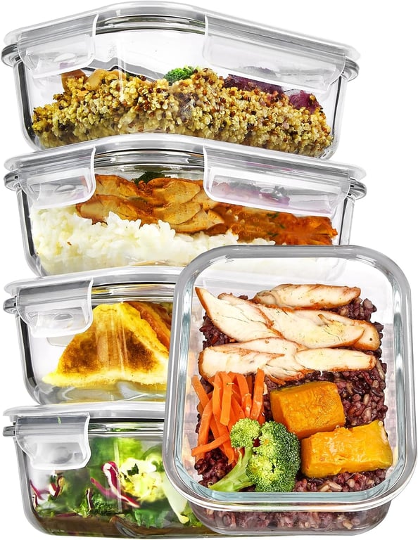 Vtopmart 5‑Pack Glass Storage Containers