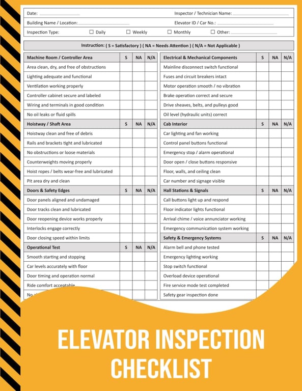 Elevator Inspection Checklist