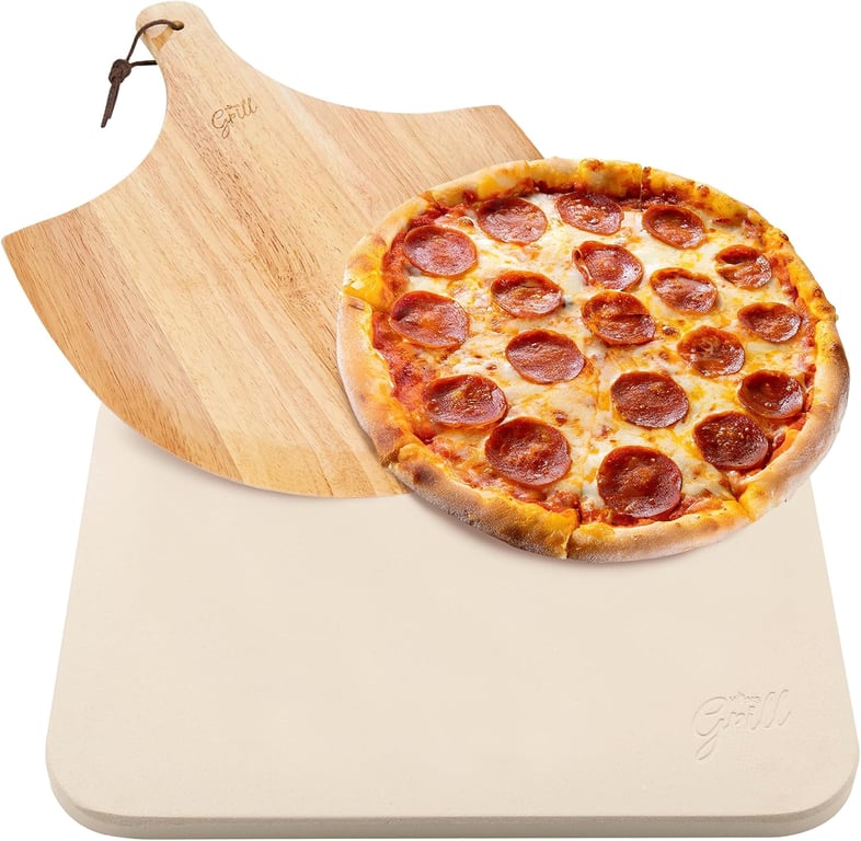 Hans Grill 15x12 Pizza Stone with Peel
