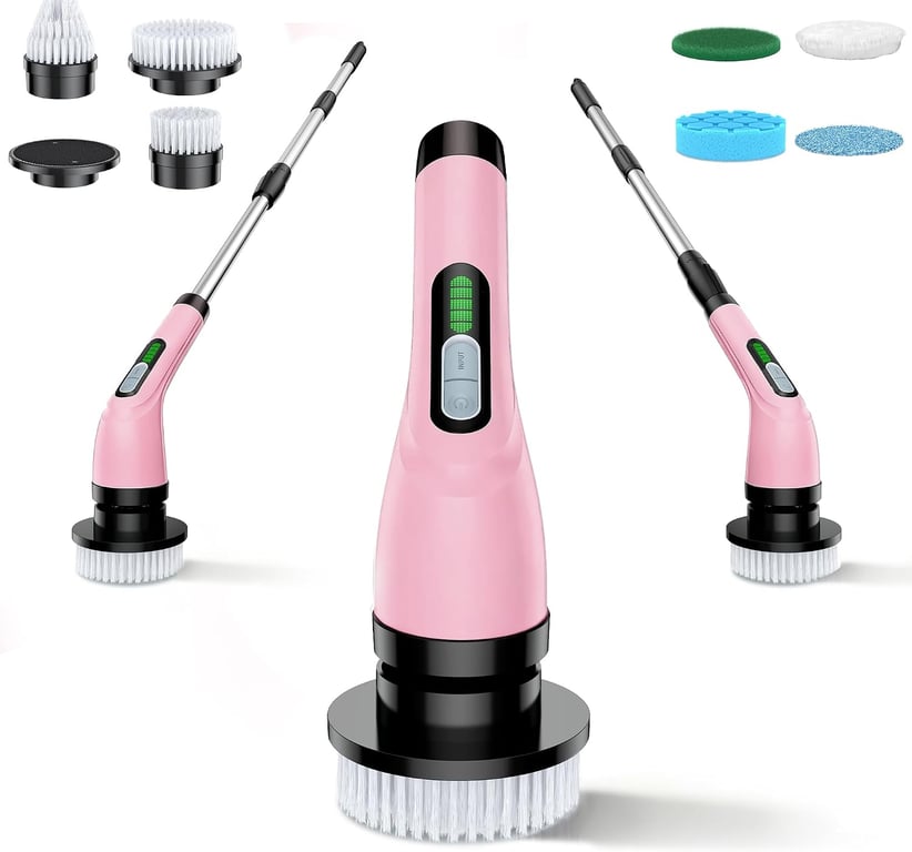 Electric Spin Scrubber - Cordless Bathroom Scrubber with 7 Brush Heads
