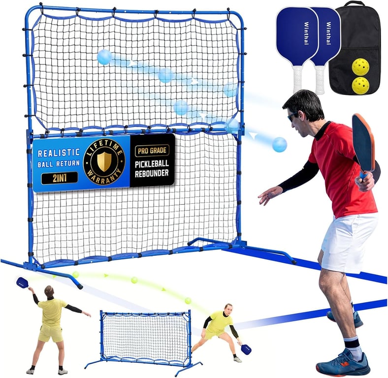 Pickleball Practice Rebounder Net with Pro Paddles