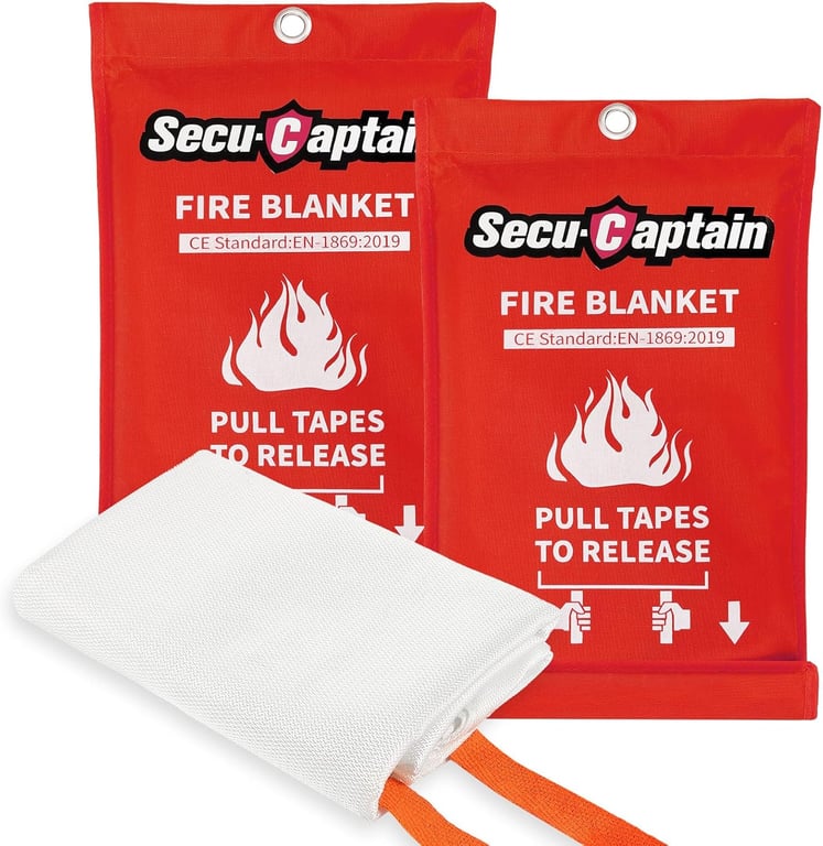 Emergency Fire Blanket for Home and Kitchen - 2 Pack 40"x40" Flame Suppression Fiberglass Fire Blankets for House Camping Car Office Warehouse Emergency Survival Safety