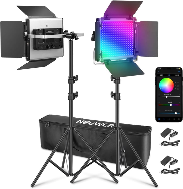 NEEWER Upgraded 660 PRO II RGB LED Video Light w App Control Tripod Stand