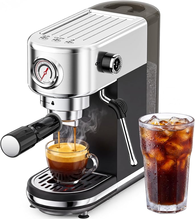 atatix Espresso Machine, 20 Bar Espresso Coffee Machine with Milk Frother