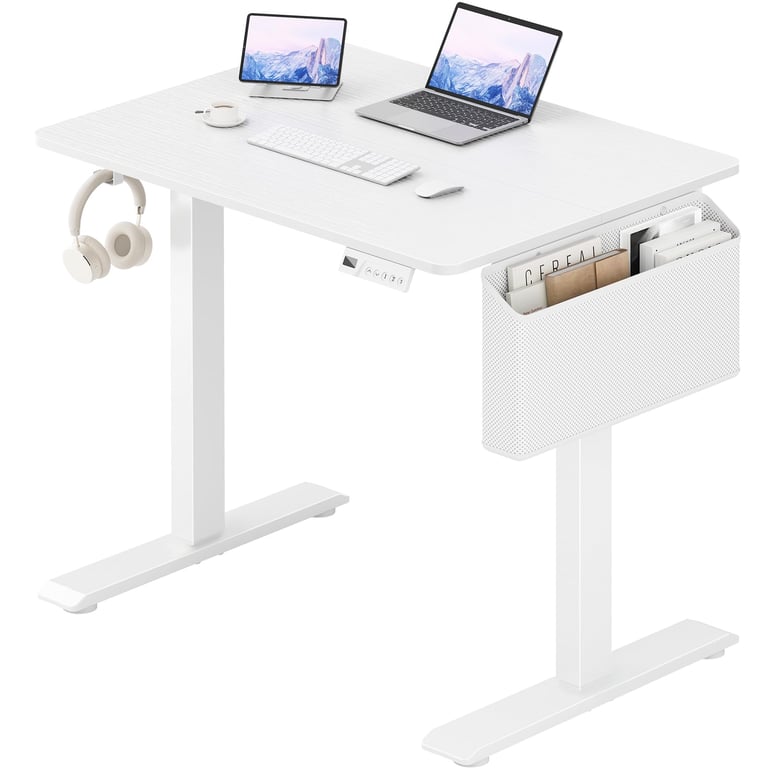 KLUVIS White Electric Standing Desk