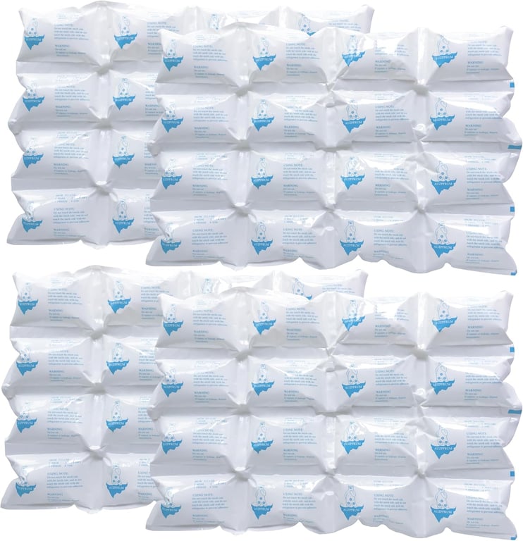 Ice Packs for Shipping & Coolers - Dry Ice Sheets for Transporting Frozen Food - Long Lasting Cold Pack for Lunch Bags (4 Sheets x 16 Cells)