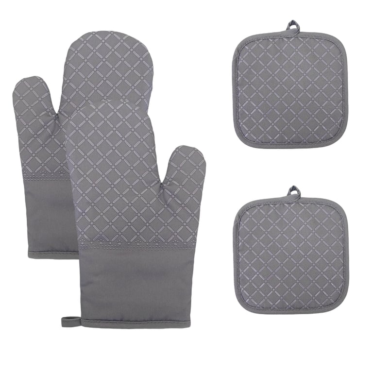XUKOKELY Grey Oven Mitts & Pan Racks Set