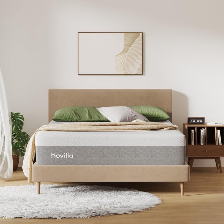 Novilla Bliss Queen Size Mattress, 12 Inch Gel Memory Foam Mattress Queen | Cool Night Sleep & Pressure Relief, Support Foam for Spine Alignment & Motion Isolation, Medium Plush Feel
