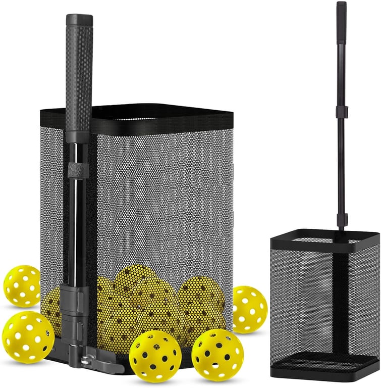 Pickleball Retriever for 40+ Balls, Pickleball Picker Upper, Pickleball Hopper Tube with Telescopic Stainless Steel Handle