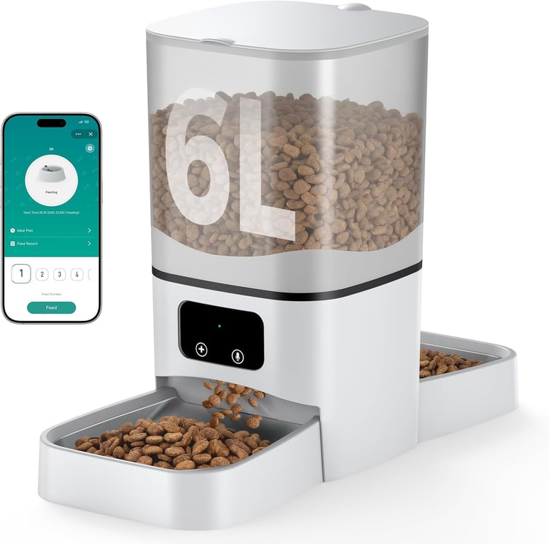 DAAMENT Dual Bowl Automatic Cat Feeder