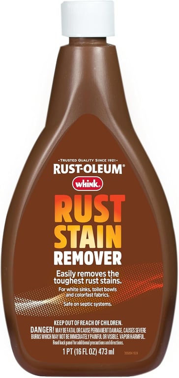 Rust-Oleum Whink Rust Stain Remover | Heavy-Duty Iron Stain Remover for White Toilets & Sinks, Colorfast Fabric & Carpets | 16 oz