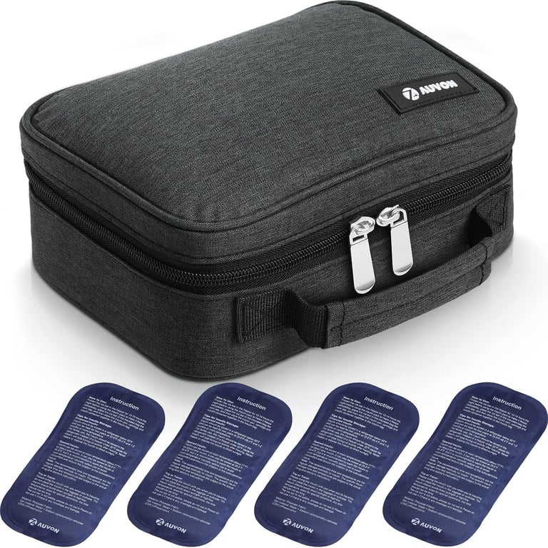 AUVON Large Insulin Cooler Travel Case, 4×160g for Longer Cooling Effect