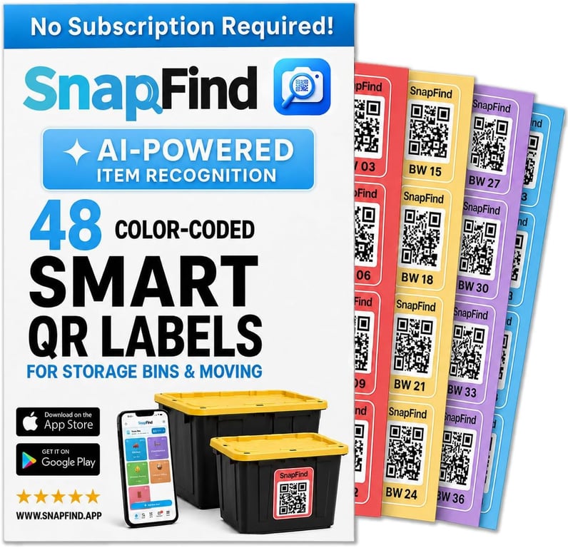 SnapFind QR Storage Labels