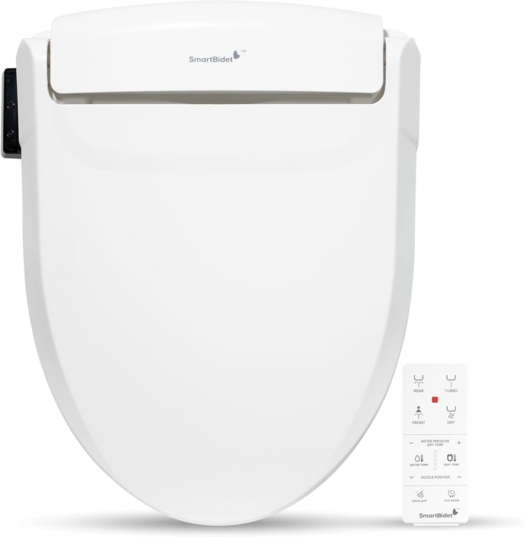 SmartBidet® SB-1000 Smart Bidet Electric Bidet Toilet Seat with Heated Seat, Warm Water, Air Dryer – Remote Control, Elongated