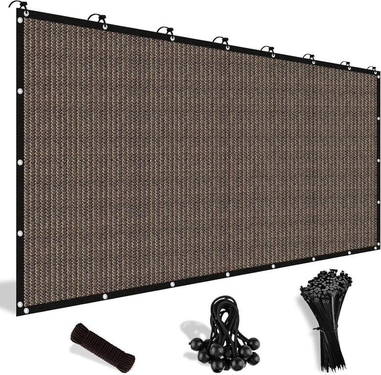 Shade&Beyond 90% Sun Shade Cloth with Grommets, 8' X 10' Pergola Shade Cover Canopy, Mesh Tarp Sun Screens for Patio, Outdoor, Garden, Backyard, Mocha