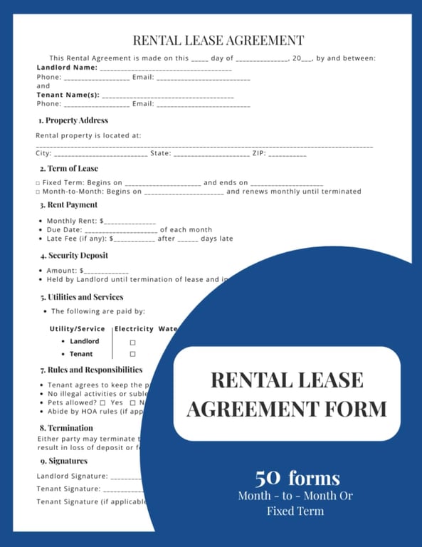 Rental Lease Agreement Forms Book
