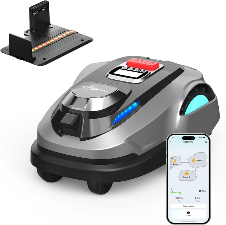 2026 New YARDCARE N1600 PRO Robotic Lawn Mower, RTK+3D Vision Wireless Auto Mower Without Boundary Wire, Smart APP Multi-Zone Scheduled Line Cutting Robot Lawn Mower for Lawns Max 0.4 Acre