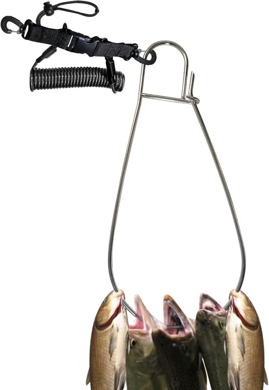 Fish Stringer Clip Large, Fishing Stringer Carry Multiple Large Fish, Quick Release 78”Steel Core Lanyard, Designed for Spearfishing, Kayak Fishing & Scuba Diving, Stainless