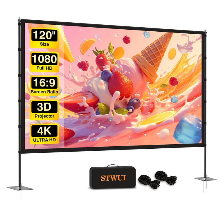STWUI 120‑Inch Projector Screen with Stand