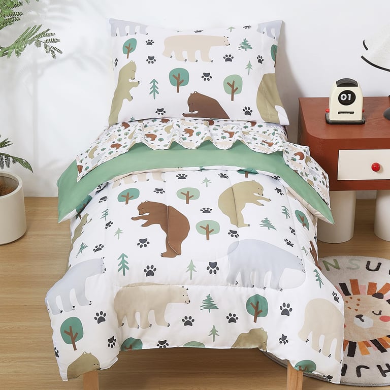 lasoftan Forest Bear Toddler Bedding Set