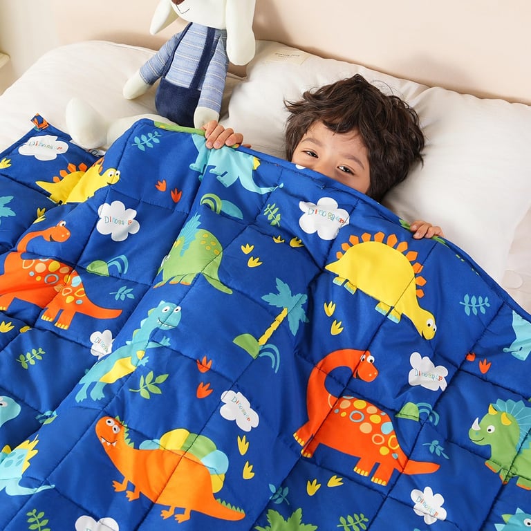 Sivio 5lb Blue Dinosaur Weighted Blanket