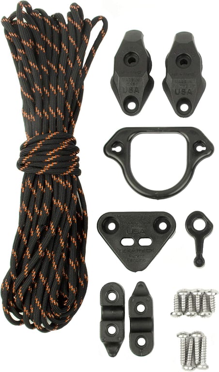YakAttack LeverLoc Anchor Trolley Kit - Easy Install - Made in USA | Kayak Anchor System with Stealth Pulleys & PadHooks | Includes Reflective 35' Paracord & Mounting Hardware