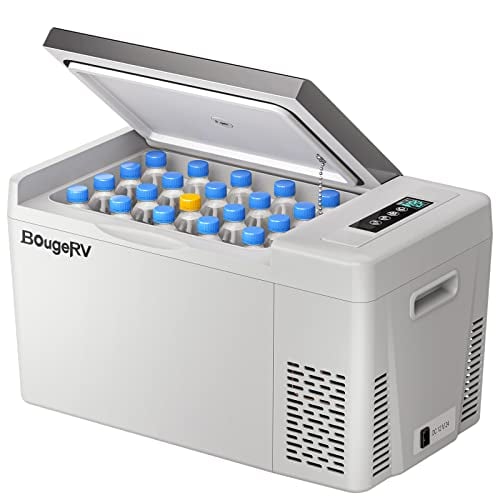 BougeRV 12v refrigerator 23 Quart, -8℉~50℉ Portable Freezer for Car, Grey