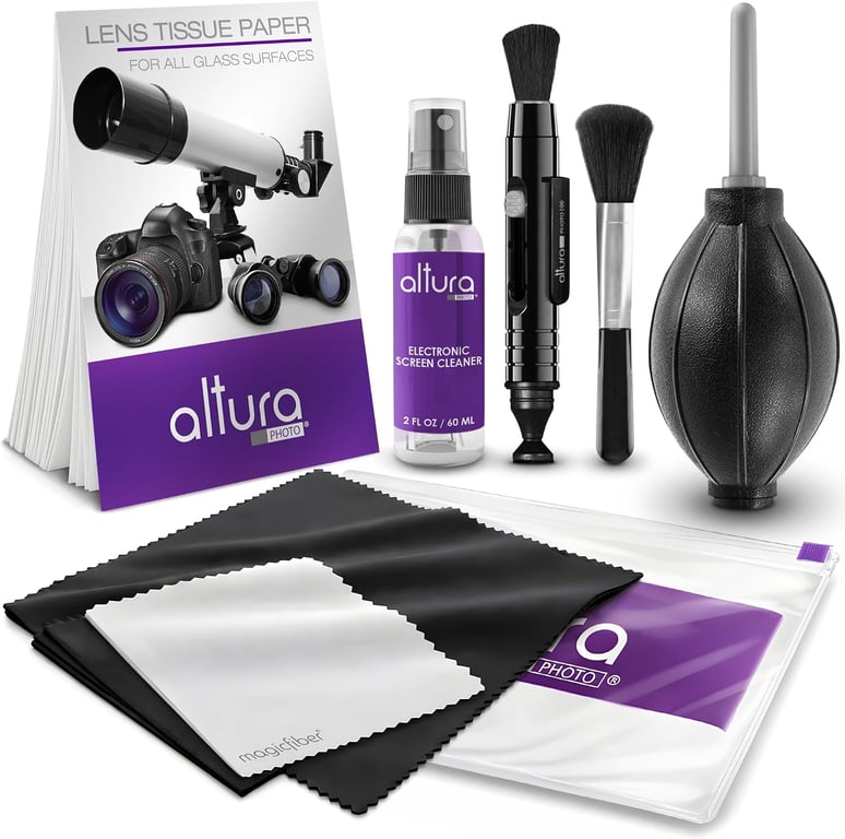 Altura Photo Camera Lens Cleaning Kit, Lens Cleaner for DSLR & Mirrorless | Keeps Gear Spotless & Scratch-Free, Includes Cleaner, Swabs, Pen, Blower, Brush, Cloth & Hard Case
