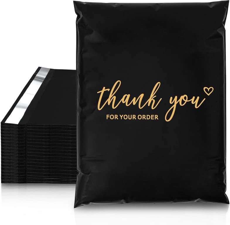 JinRuiKJ Thank You Poly Mailers 10x13 Inch, 100 PCS, Black