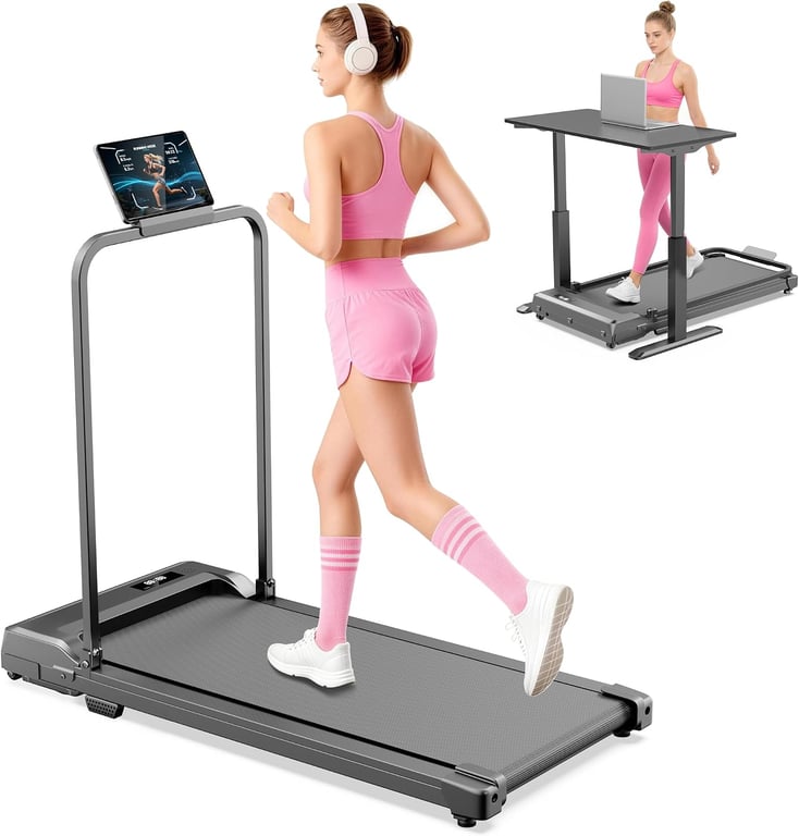 Walking Pad Treadmill for Home - Foldable Compact Treadmills with Handle Bar Portable Running Pad 0.6-4MPH with Remote Control LED Display Mini Caminadora Indoor Walk Machine for Office Small Spaces