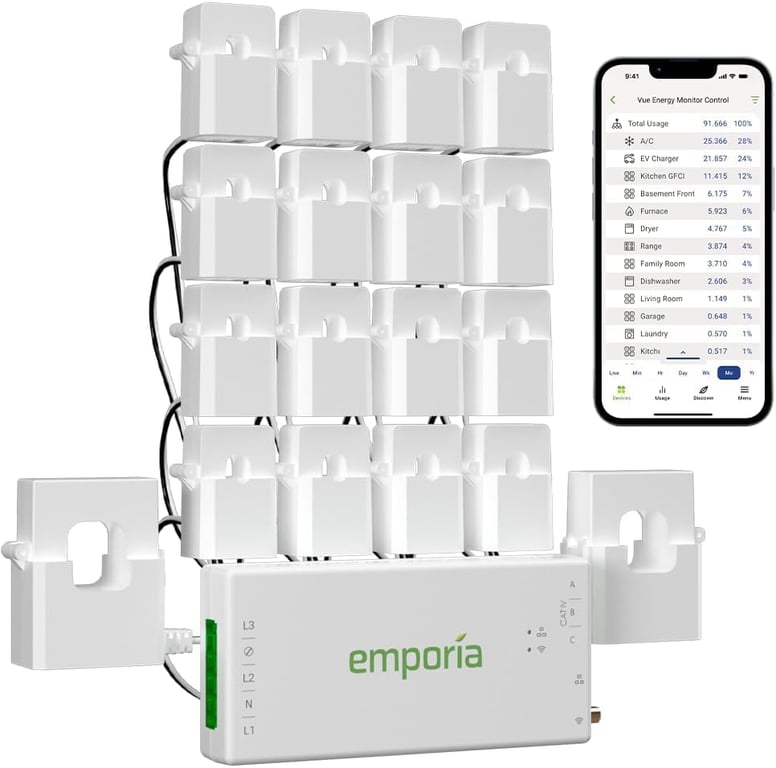 Emporia Vue 3 Home Energy Monitor - Smart Home Automation Module and Real Time Electricity Usage Monitor, Power Consumption Meter, Solar and Net Metering for UL Certified Safe Energy Monitoring