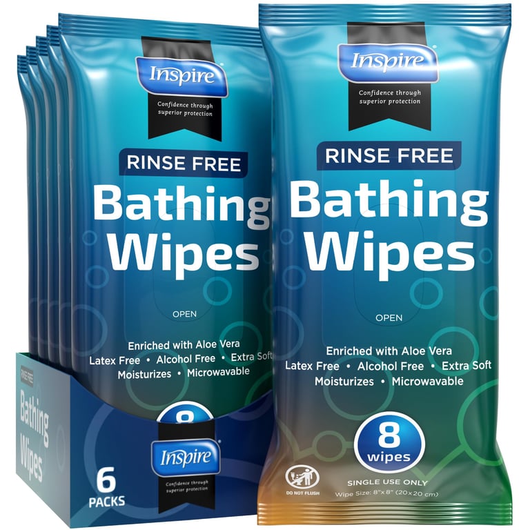 Inspire Rinse‑Free Adult Bathing Wipes