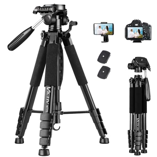 VICTIV 74” Camera Tripod, Tripod for Camera and Phone with Phone Holder
