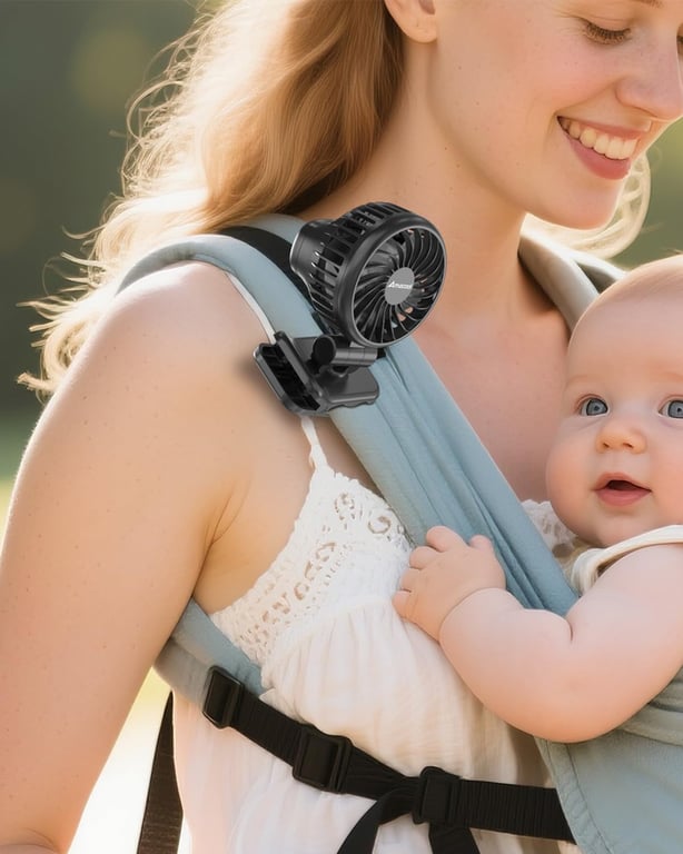 AMACOOL Mini Clip-On Rechargeable Baby Fan