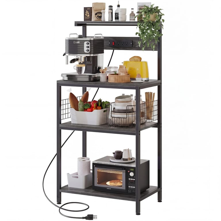 DUMOS Bakers Rack with Power Outlet