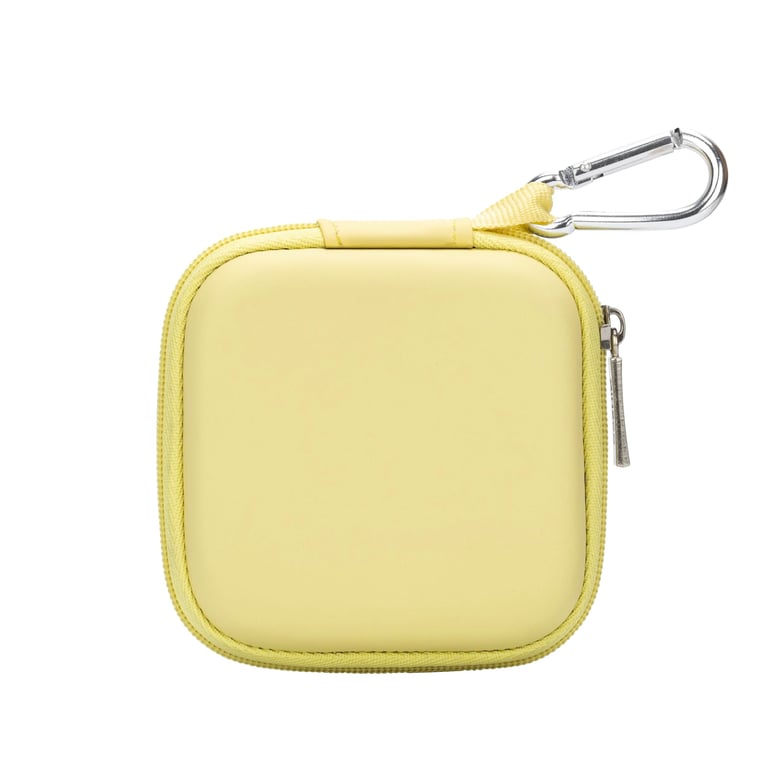 Ginsco Mini-Portable Hard Shell Square Earbuds Case for Apple EarPods/Samsung Galaxy Wired/Wireless Earbuds, Cell Phone Accessories Organizer with Carabiner for Earphones Tech Pouch, Butter Yellow