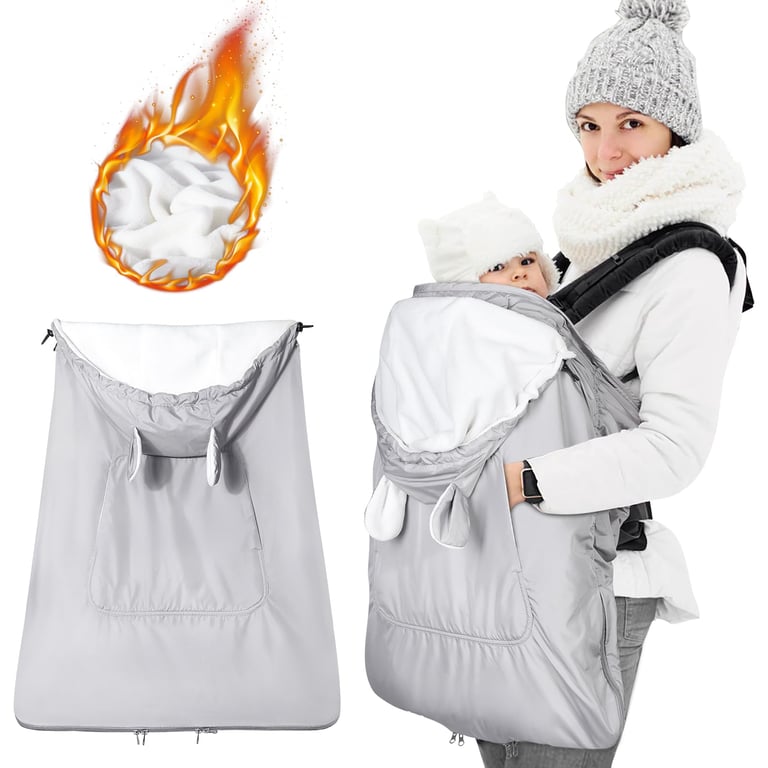 Orzbow Baby Carrier Winter Cover - Light Grey Bear