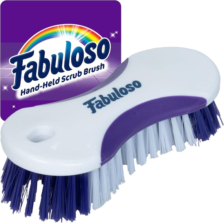 Fabuloso Compact Hand Scrub Brush, White and Purple, 6 Inch