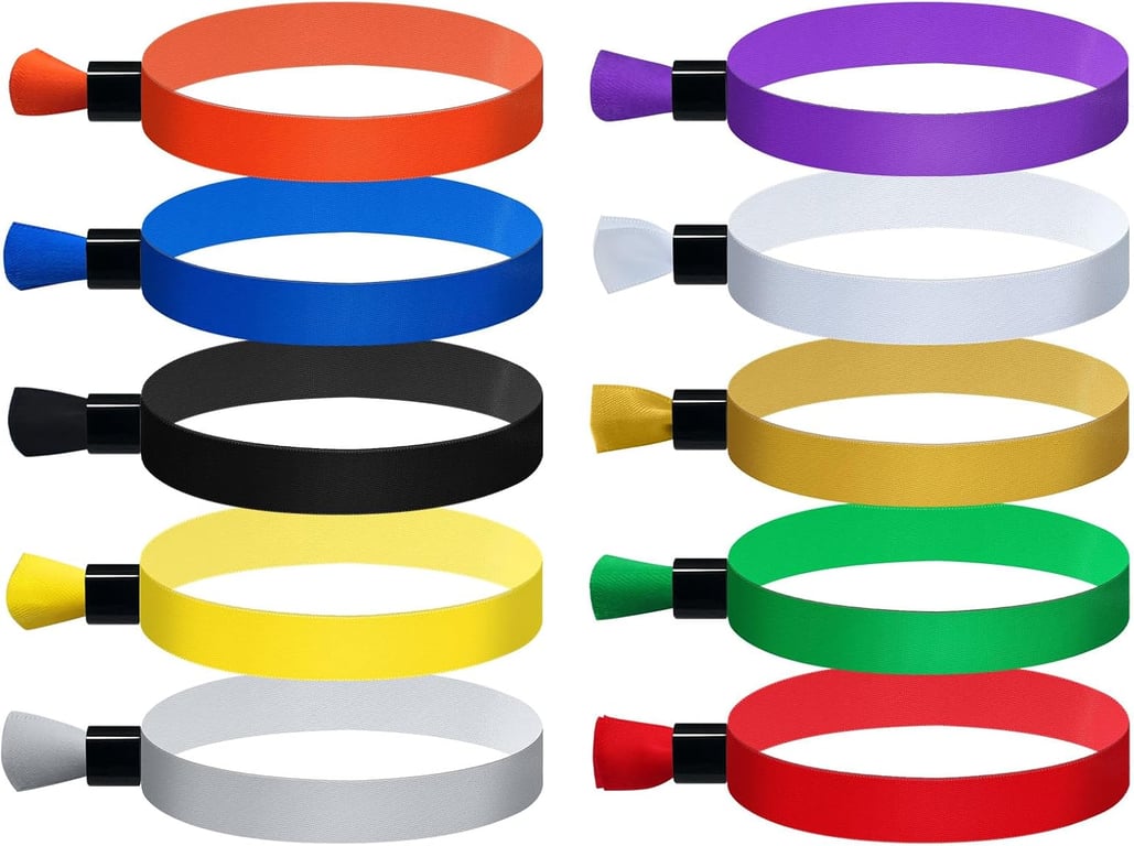 100 Pcs Cloth Wristbands, Disposable Secure One-Time Lock (Assorted Color)