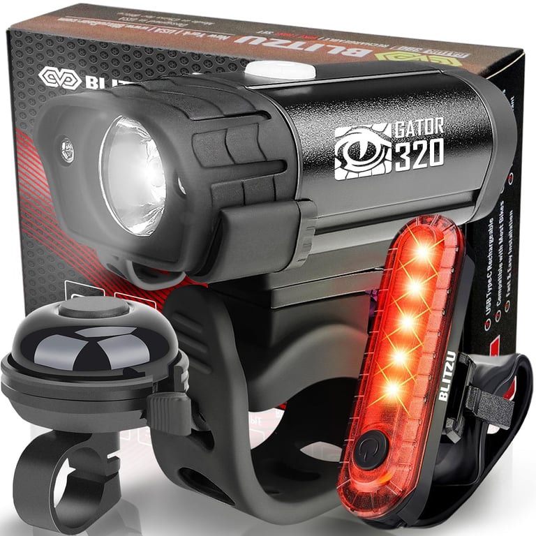 BLITZU Gator 320 USB Rechargeable Bike Light Set