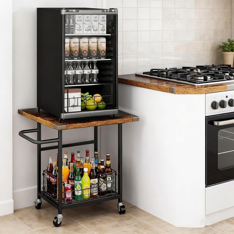 NUNET Mini Fridge Stand 2 Tier Ice Maker Cart for Office