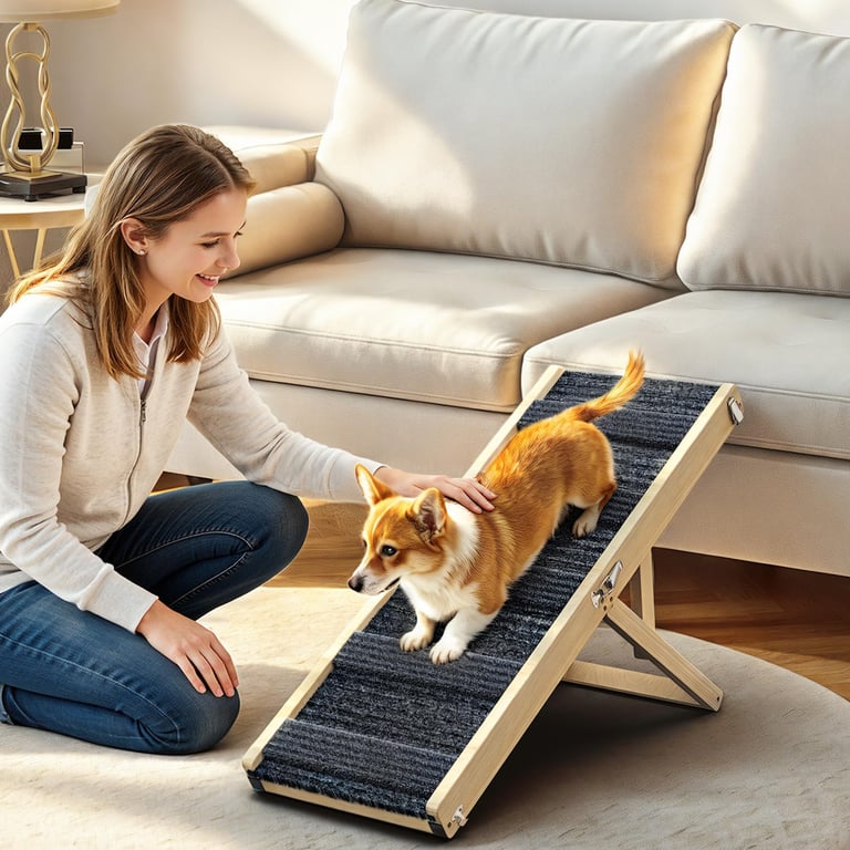 Pawaboo Foldable Adjustable Small Dog Ramp