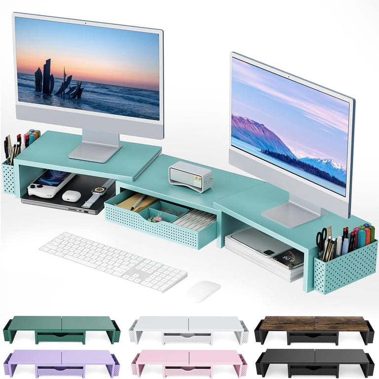 Blue Dual Monitor Stand Riser