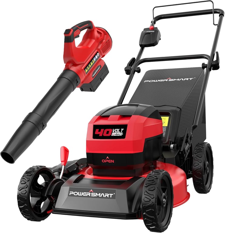 PowerSmart 40V 17" Brushless Cordless Lawn Mower + 465 CFM Leaf Blower