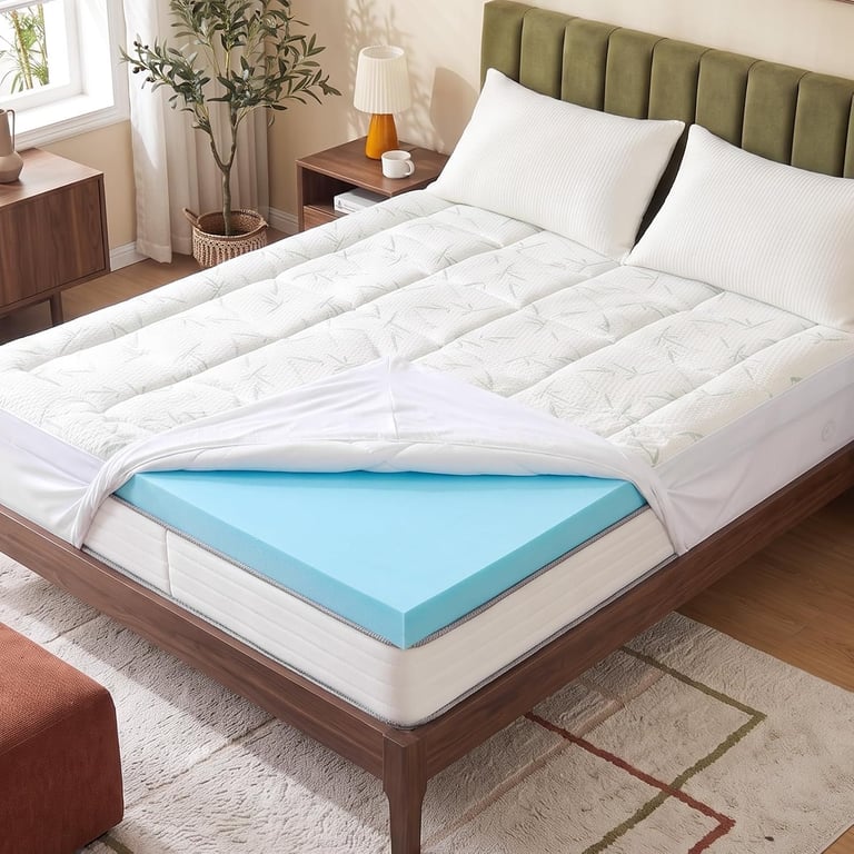 DUMOS Full 3in Dual Layer Gel Memory Foam Mattress Topper, Bamboo Rayon Pad