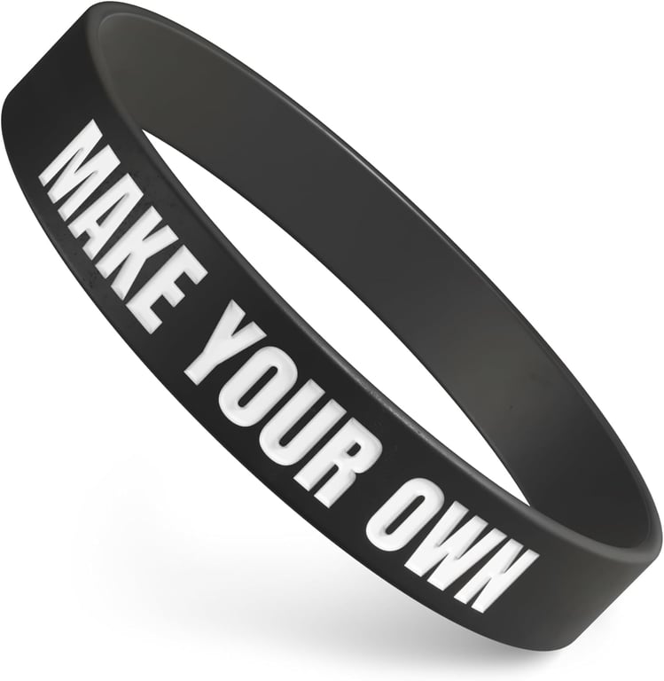 Custom Wristbands For Events, Fundraisers & Businesses | Add Text, Icons, & Logos | Bulk Rubber Bracelets | Classic 1/2” | 100% Silicone